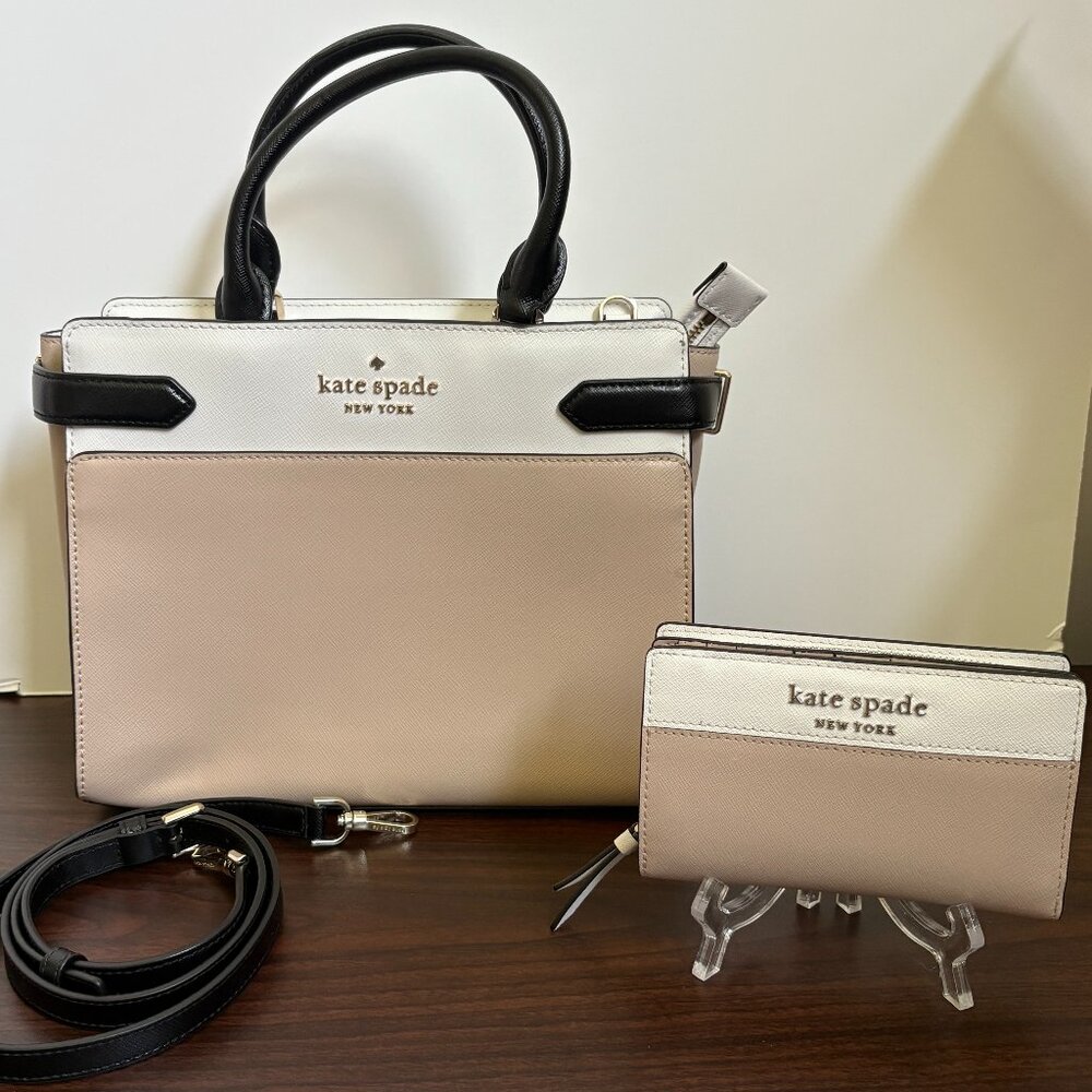Kate Spade New York Staci Medium Saffiano Leather Satchel/Crossbody Purse Wallet